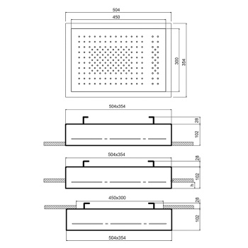 Верхний душ Fantini Acquafit 50 х35 см двойной дождь, поток, светодиоды, хромотерапия, золото плюс 79 01 K021