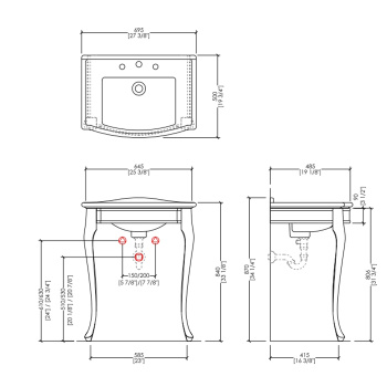 Металлич консоль Devon&Devon Lady 635х485хh840 мм на 2х ножках светлое золото DELADYOT