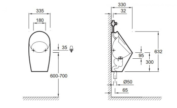 Писсуар подвесной Jacob Delafon Patio E1545-00 белый