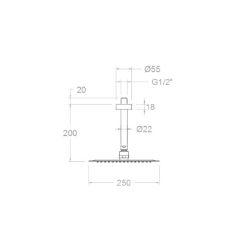 Верхний душ Ramonsoler потолочный квадратный нержавеющая сталь BVRK250