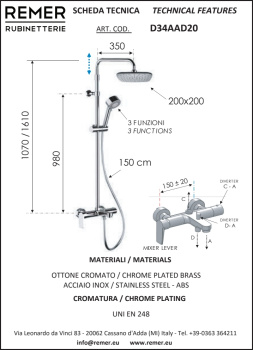 Душевая система Remer Dream хром (CR) D34AAD20
