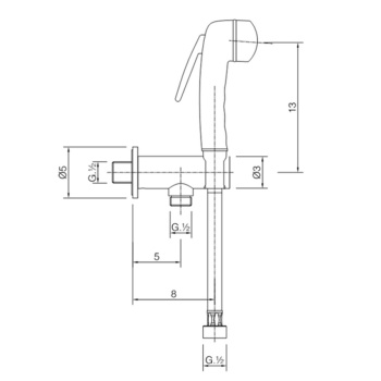 Гигиенический душ со шлангом Cisal Shower 120 см,вывод с держателем, хром FL00791021