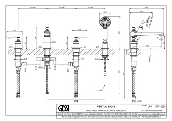 Смеситель для ванны Gessi VENTI20 65045.713 Antique Brass