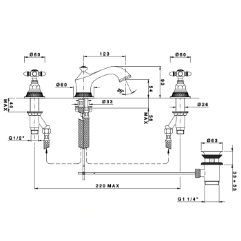 Смеситель для раковины Nicolazzi Impero 1208CR36L с автоматическим изливом, хром