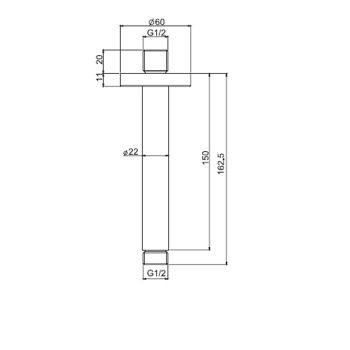 Держатель верхнего душа Fima Carlo Frattini Wellness 150, потолочный монтаж, чёрный матовый F2584NS