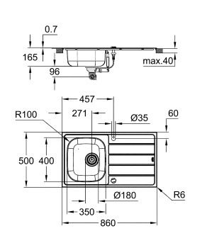 Мойка и смеситель для мойки GROHE K200, нержавеющая сталь 31565SD1