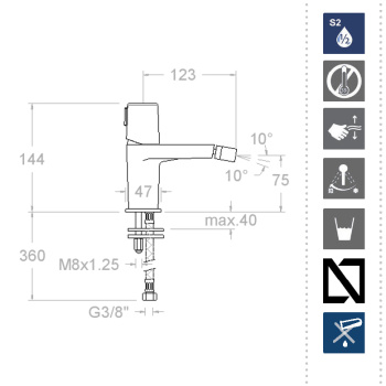 Смеситель для биде Ramonsoler Tzar чёрный 340301NM