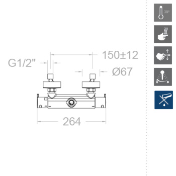 Смеситель термостатический Ramonsoler Blautherm без излива для душевой системы 941202S