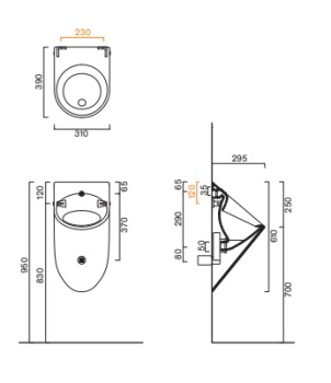 Писсуар 61×31 Catalano Comfort Bianco lucido 0932610001