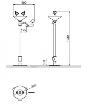 Аварийная раковина Nofer Emergency для промывки глаз из нержавеющей стали с рычагом SC320X