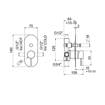 Внешняя часть смесителя для душа Carimali Iltondo на 2 потребителя хром 0-ITD4705EST-CR