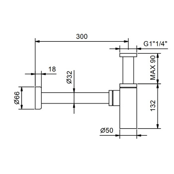 Сифон бутылочный Fantini Af/21 1'' 1/4 для раковины, хром 91 02 9234