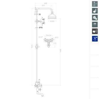 Душевая система Ramonsoler Gaudi термостатическая с изливом без регулировки высоты 3068G