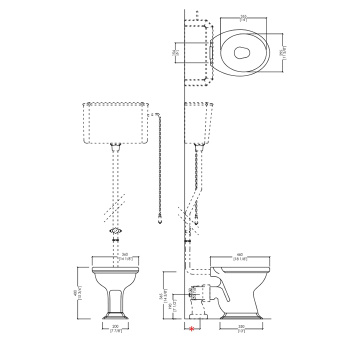Бачок подвесной Devon&Devon Oxford IBCAOXF высокий, без механизма слива и патрубка