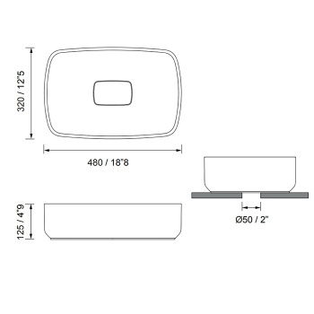 Раковина Moma Ninfea1 480х320 для установки на столешницу, с донным клапаном, белый матовый NFA0910.MWS