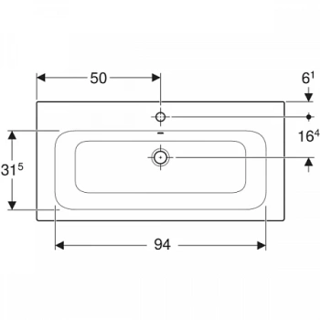 Раковина 100 см Geberit Renova Plan 122200000, белый