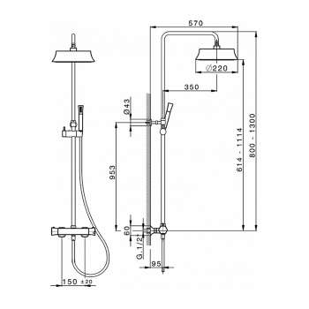 Настенная душевая система Cisal Cherie термостатический смеситель для душа,верхний душ,ручной душ с держателем и шлангом, хром CEC8201021