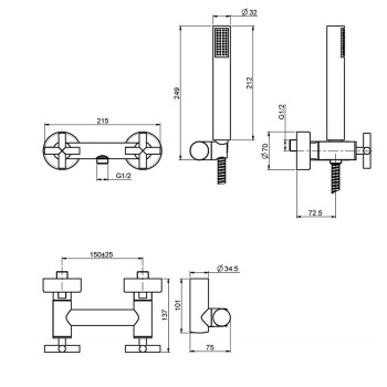 Смеситель для душа внешнего монтажа Fima Carlo Frattini Maxima с душевым комплектом, хром F5305CR