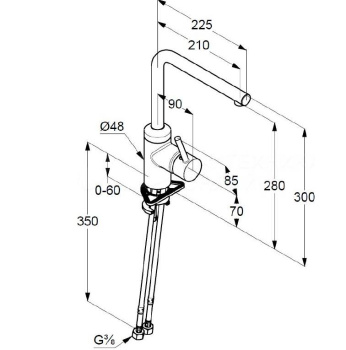 Kludi 42 814 3977 L-INE Смеситель для кухни 280 мм, Г излив, 7,6 л/мин, черный матовый