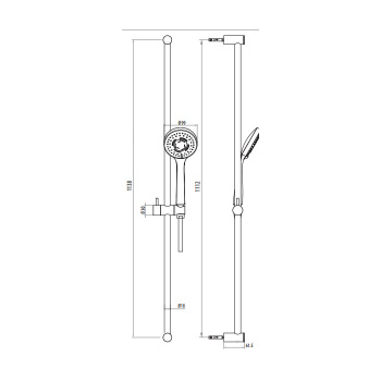 Душевая стойка Gattoni Pd 114 с 3х режимной лейкой, шлангом и мыльницей, хром 1086/PDC0