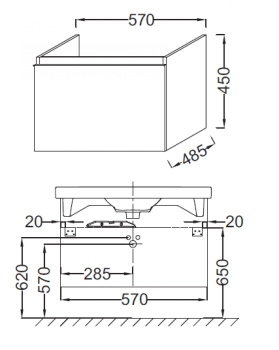Тумба под раковину 55 см Jacob Delafon Odeon Up EB877-N18 белый блестящий