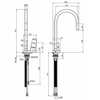 Смеситель для кухни Fima Carlo Frattini Kitchen Fluid, с выдвижной лейкой, вращающийся излив, хром F7028CR
