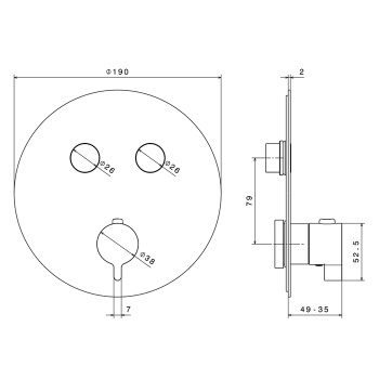 Смеситель для душа термостат Newform Xt на 2 источника, переключение - кнопки, для 27751, хром 70402E.21.018