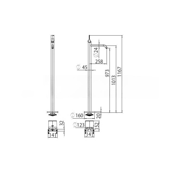 Смеситель для раковины Bossini APICE напольный. однорычажный. излив 258 мм.. внешняя+внутренняя часть. цвет черный матовый