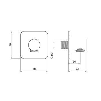Душевое подключение с держателем круглое Almar Round квадр. отражатель, Absolute Black Brushed PVD, E095039.AB