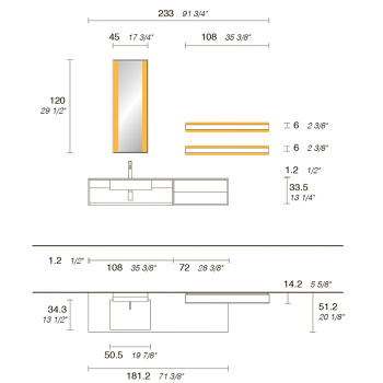 Зеркало Noorth Milldue Edition Fjord EKOS 45хh120см с 2-х сторонней светодиодной подсветкой, 6188