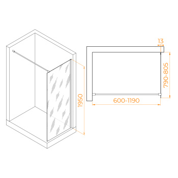 Душевая перегородка RGW Walk In WA-010 неподвижная 80 см 351001008-31