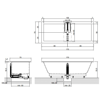 Ванна из искусственного камня Antonio Lupi Biblio 170x70 BIBLIO10 Bianco/cr