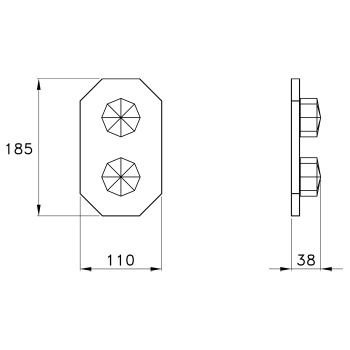 Внешняя часть встраиваемого термостатического смесителя для душа Stella Firenze IS3296 P.V. с переключателем на 2 выхода, хром FI 06013 CR00