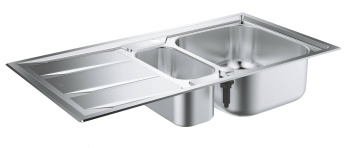 Мойка GROHE из нержавеющей стали с корзинчатым вентилем, оборачиваемая, 1,5 чаши, K400+ 60 -S 98,3/5