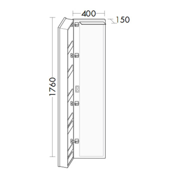 Burgbad Sys30 Шкаф 40х15х176см., подвесной, 5 полок ,1 зеркало, Sx, подсветка, ручки хром, цвет: бел