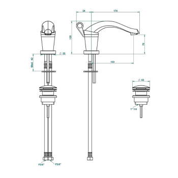 Смеситель для раковины THG Bagatelle Metal Manettes U3B-A02-6506 хром