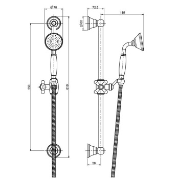 Душевая штанга с ручным душем и шлангом Fima Carlo Frattini Wellness 1500, хром F2044/2CR