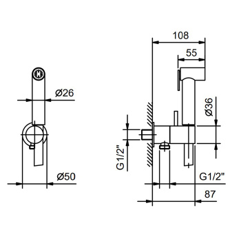 Гидроёршик с двойной функцией Fantini Nostromo никель 91 92 8486