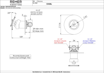 Смеситель для душа Remer Chrono  золото брашированное CH30LBG