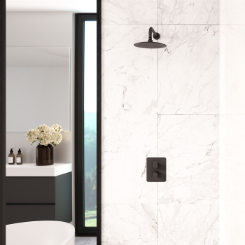 Смеситель для душа Ramonsoler Alexia встраиваемый термостатический с тропическим душем чёрный K3624012NM