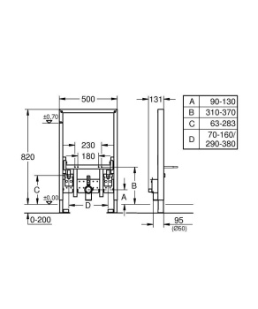 Система инсталляции для биде Grohe Rapid SL 0,82 м для монтажа перед стеной 38543000