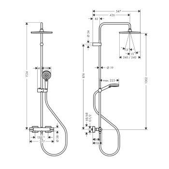 HG Vernis Sh Showerpipe 240 для душа, цвет матовый черный