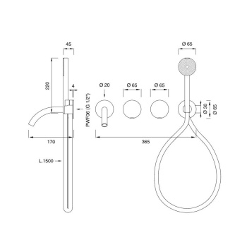 Смеситель для ванны CЕА Design Giotto Plus GIO 94 W S сталь