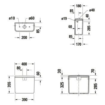Duravit  Qatego Бачок для унитаза 6/3 л, подкл воды справа/слева,  цвет белый