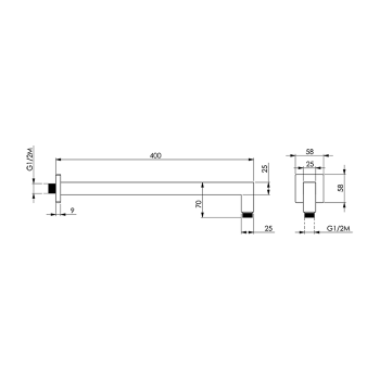 Держатель верхнего душа Cisal Shower настенный, L400 мм, хром DS01332021