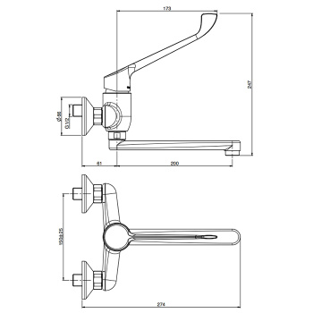 Смеситель для кухни Fima Carlo Frattini Collettivit настенный, хром F3836/LCCR.ES