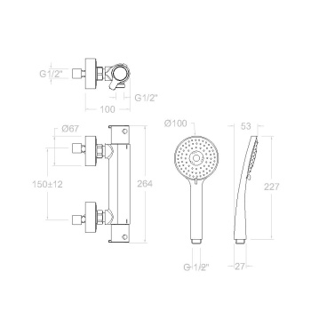 Смеситель термостатический Ramonsoler Blautherm для душа с душевым комплектом 943402T3