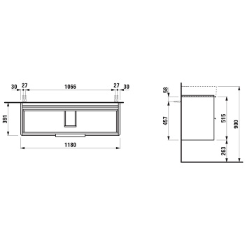 Laufen Base База под раковину 1180x390x530 мм, 2 ящика,включает в комплект органайзер для ящика, совместим с раковиной 810289, белый матовый