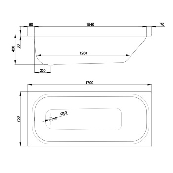 Стальная ванна Bette Form 170x75 2947-000 AD, AS