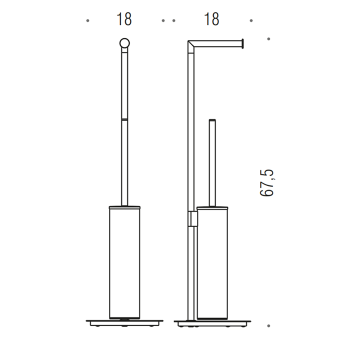 Стойка напольная с держателем туалетной бумаги Colombo Mini туалетный ерш, чёрный матовый B4018.NM